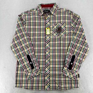 NWT Eight 732 Men's Button Up Shirt Multicolor Plaid Relaxed Long Sleeve Size M